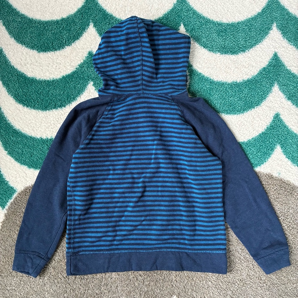 Hanna Andersson Striped Hoodie (Blue/Navy) Size 6-7 - Picture 2 of 4
